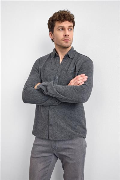 Antrasit Regular Fit Örme Gömlek