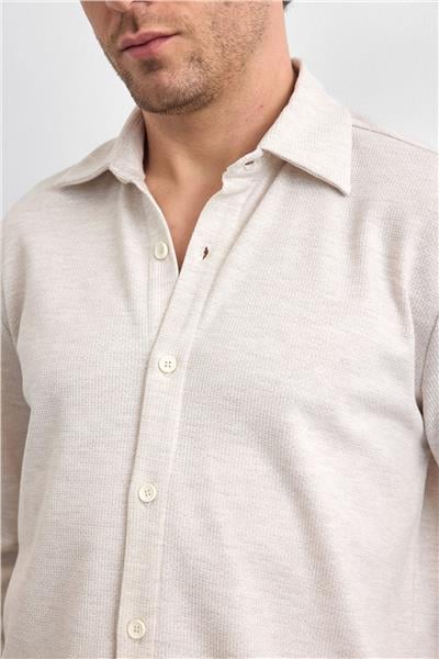 Bej Regular Fit Örme Gömlek