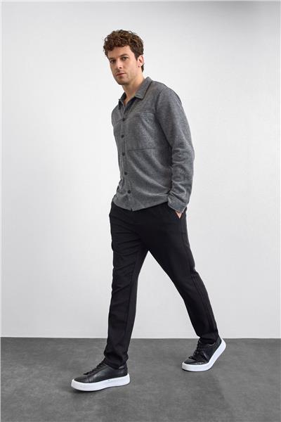 Gri Regular Fit Örme Gömlek