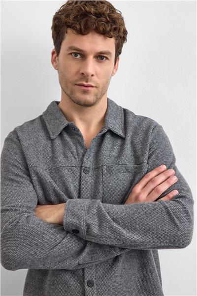 Gri Regular Fit Örme Gömlek