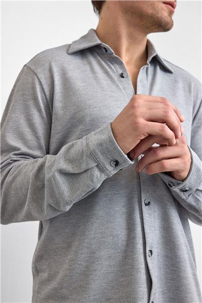 Gri Regular Fit Örme Gömlek