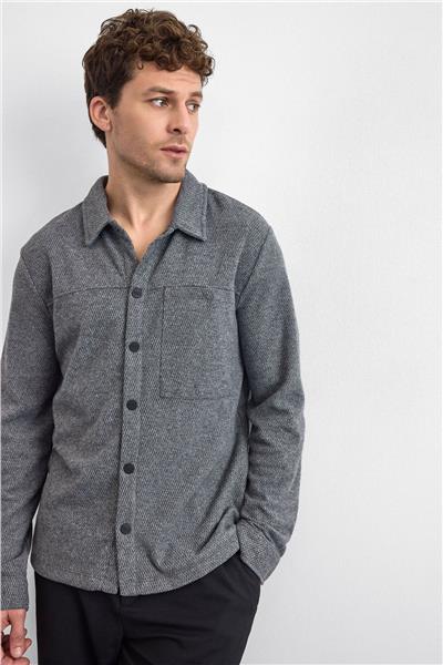 Gri Regular Fit Örme Gömlek