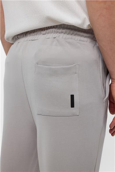 Gri Regular Fit Beli Bağlamalı Örme Jogger Pantolon