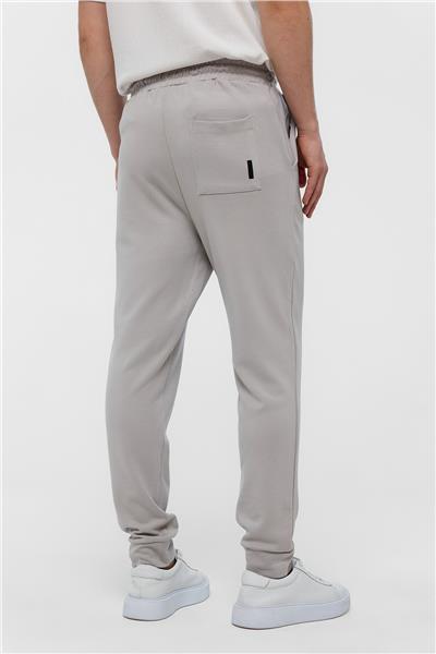 Gri Regular Fit Beli Bağlamalı Örme Jogger Pantolon