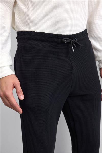 Siyah Regular Fit Örme Jogger Pantolon