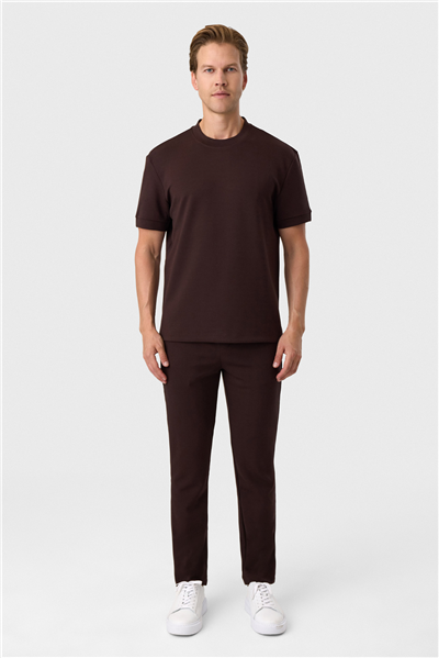 Regular Fit Örme Kahve Jogger Pantolon