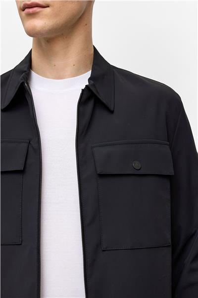 Siyah Regular Fit Gömlek Yaka Mont