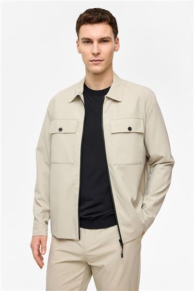 Bej Regular Fit Gömlek Yaka Mont