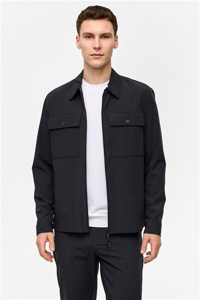 Siyah Regular Fit Gömlek Yaka Mont