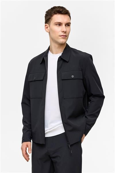 Siyah Regular Fit Gömlek Yaka Mont