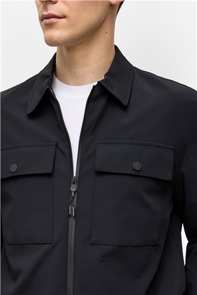 Siyah Regular Fit Gömlek Yaka Mont