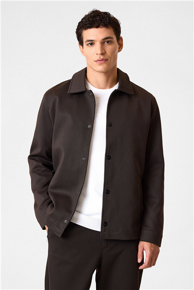 Kahve Regular Fit Örme Mont
