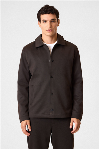Kahve Regular Fit Örme Mont
