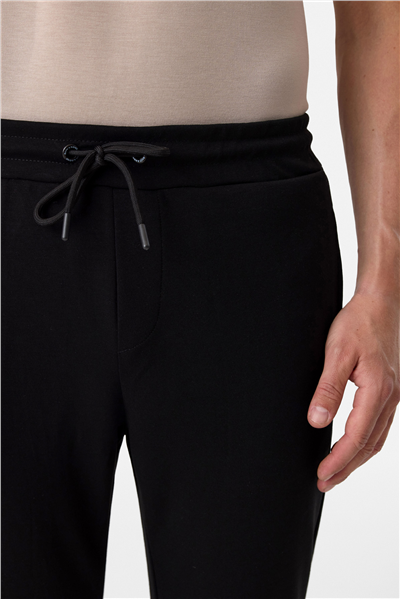 Regular Fit Örme Siyah Jogger Pantolon