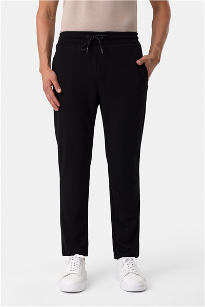 Regular Fit Örme Siyah Jogger Pantolon