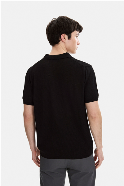 Siyah Regular Fit Örme Triko