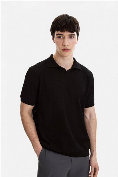 Siyah Regular Fit Örme Triko
