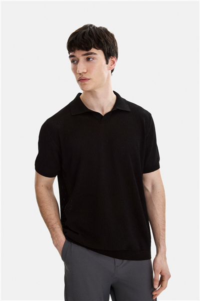 Siyah Regular Fit Örme Triko
