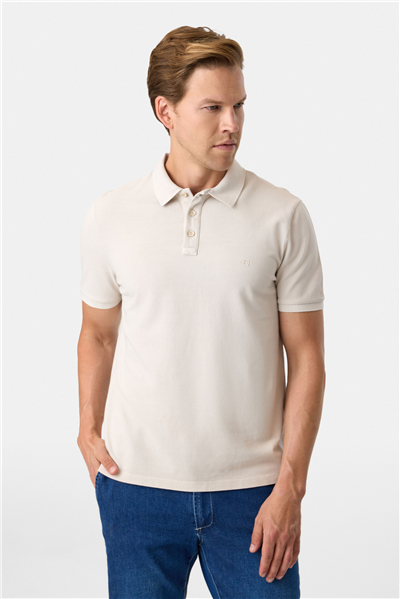 Regular Fit Polo Yaka Açık Gri Tişört