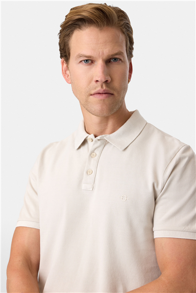 Regular Fit Polo Yaka Açık Gri Tişört