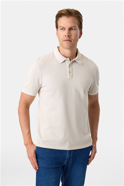 Regular Fit Polo Yaka Açık Gri Tişört