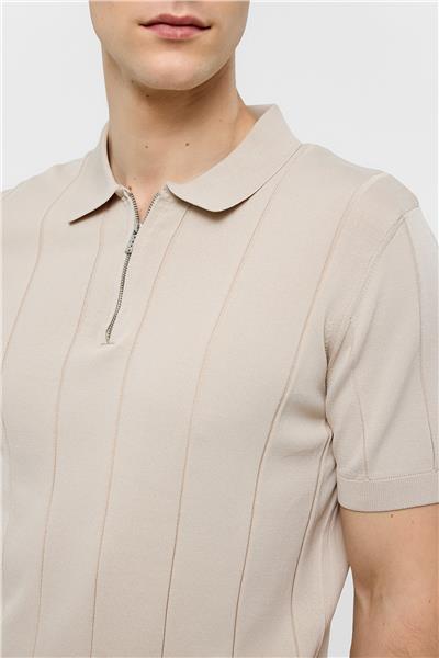 Bej Regular Fit Polo Yaka Triko Tişört