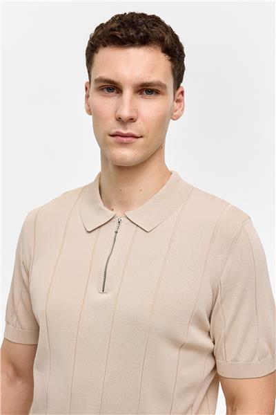 Bej Regular Fit Polo Yaka Tişört