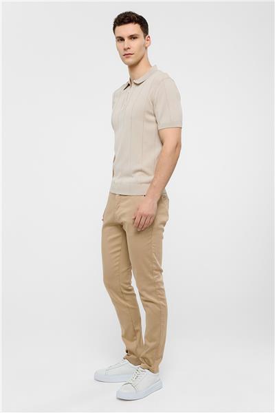 Bej Regular Fit Polo Yaka Triko Tişört