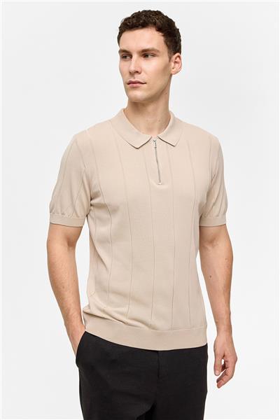 Bej Regular Fit Polo Yaka Tişört