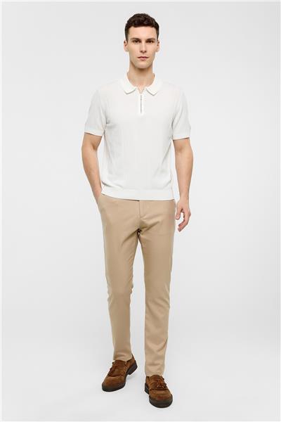 Beyaz Regular Fit Polo Yaka Triko Tişört