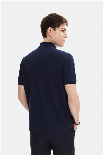 Koyu Lacivert Regular Fit Örme Polo Yaka Tişört