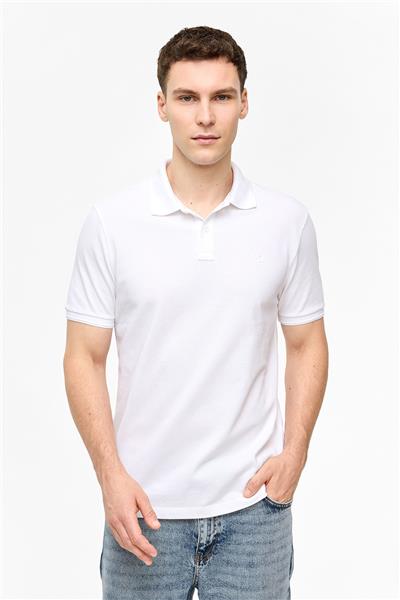 Beyaz Regular Fit Polo Yaka Tişört