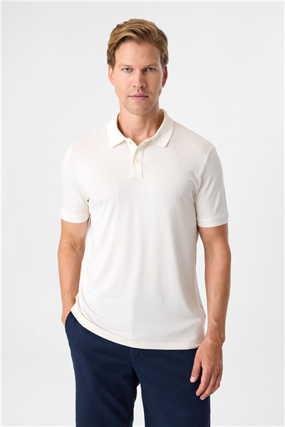 Beyaz Regular Fit Polo Yaka Tişört