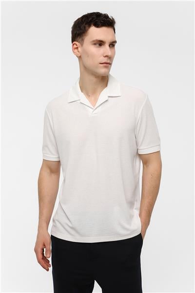 Beyaz Regular Fit Polo Yaka Tişört