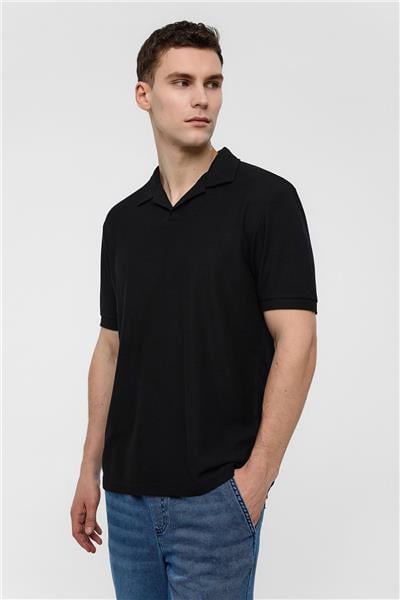 Siyah Regular Fit Polo Yaka Tişört