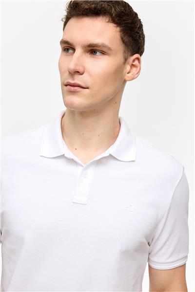Beyaz Regular Fit Polo Yaka Tişört