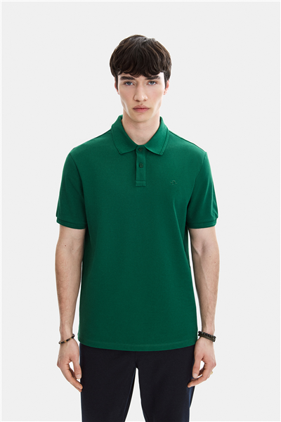 Yeşil Regular Fit Örme Polo Yaka Tişört