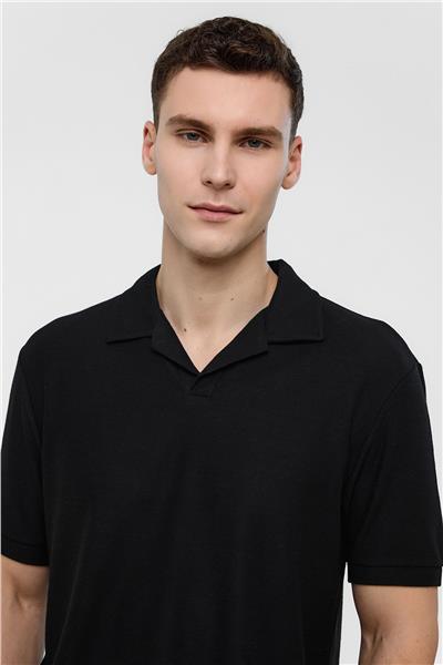 Siyah Regular Fit Polo Yaka Tişört
