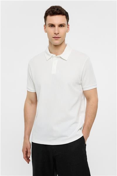 Beyaz Regular Fit Polo Yaka Tişört