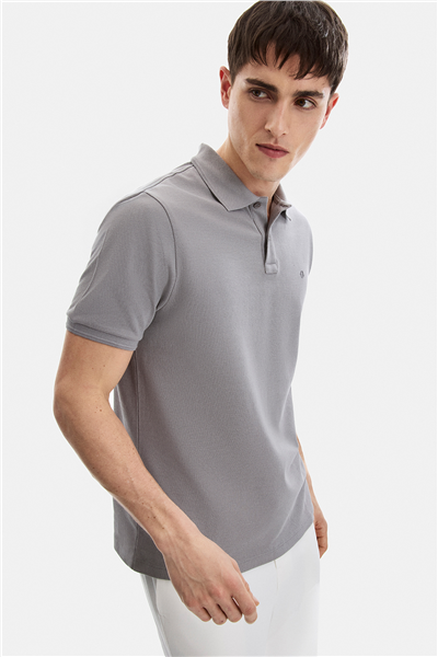Gri Regular Fit Polo Yaka Tişört
