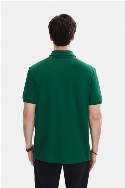 Yeşil Regular Fit Örme Polo Yaka Tişört