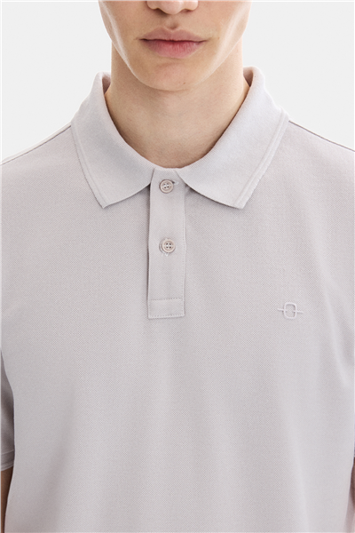 Açık Gri Regular Fit Örme Polo Yaka Tişört