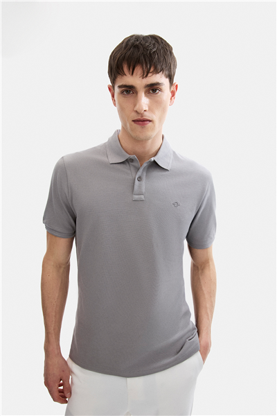 Gri Regular Fit Polo Yaka Tişört