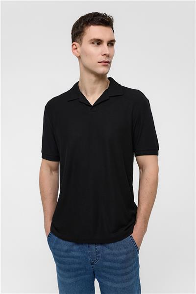 Siyah Regular Fit Polo Yaka Tişört