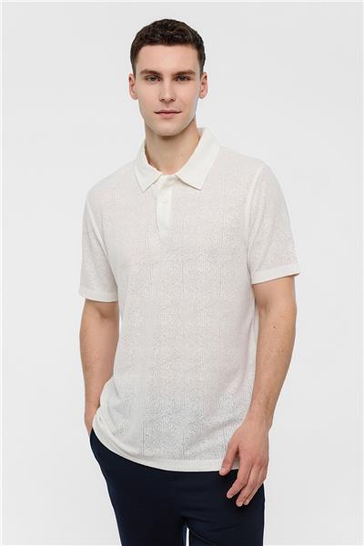 Beyaz Regular Fit Polo Yaka Tişört