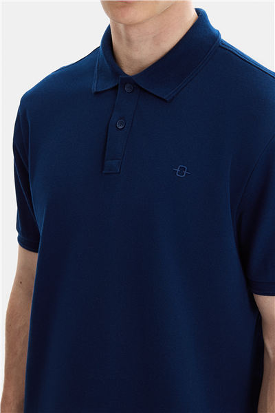 Lacivert Regular Fit Örme Polo Yaka Tişört