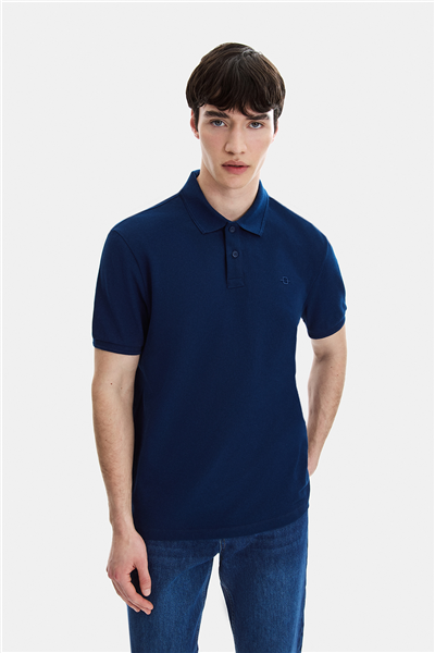 Lacivert Regular Fit Örme Polo Yaka Tişört