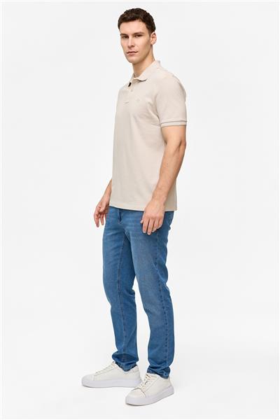 Bej Regular Fit Polo Yaka Tişört