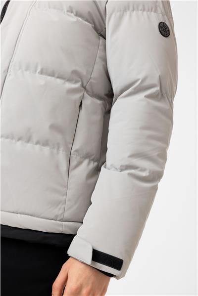 Açık Gri Regular Fit Kapüşonlu Puffer Mont