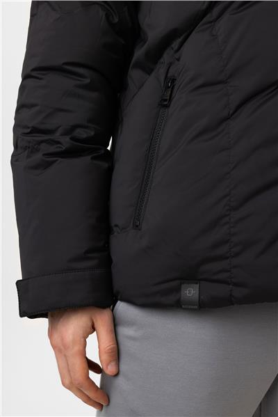 Siyah Regular Fit Kapüşonlu Puffer Mont